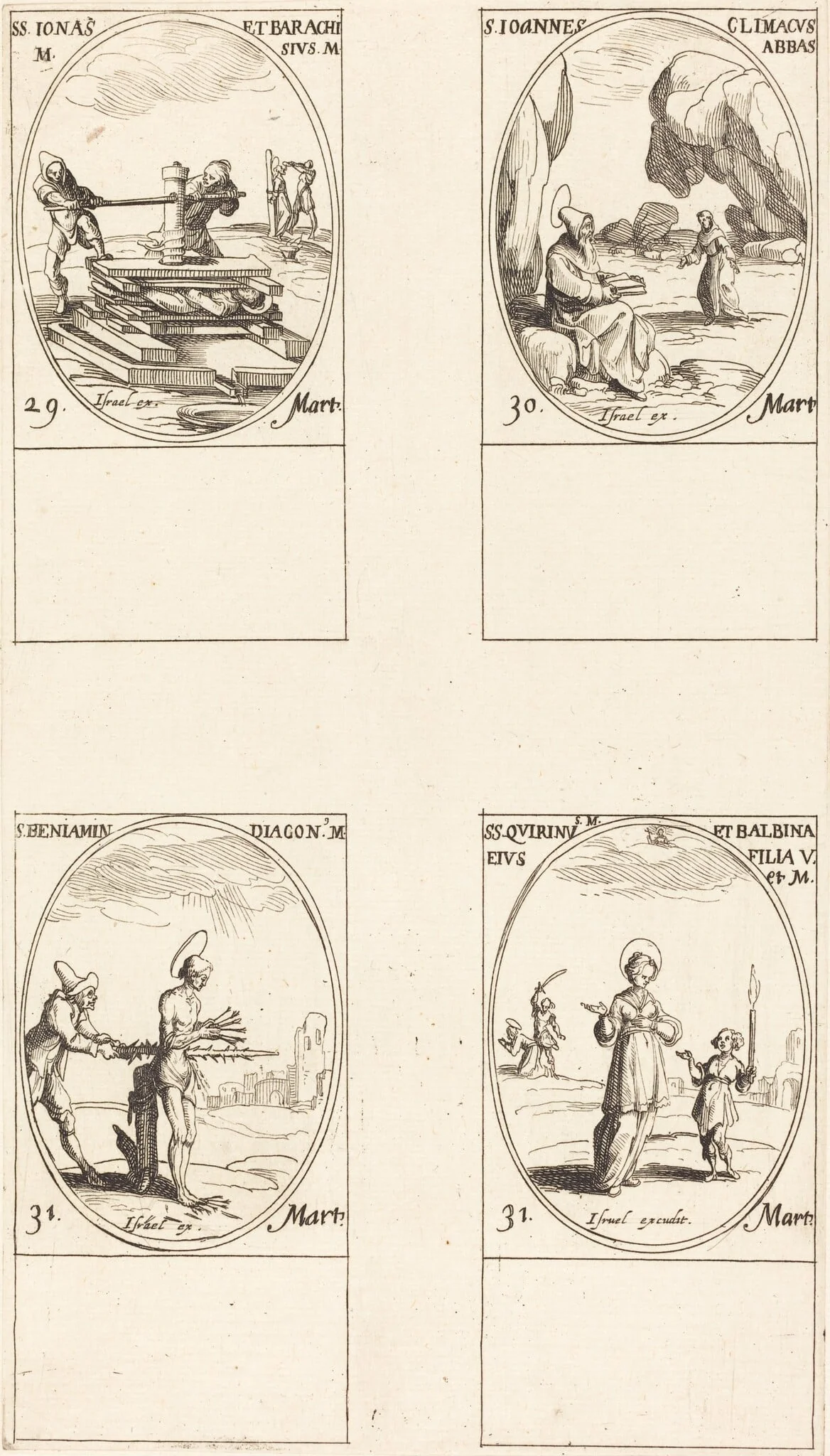 Sts. Jonas & Barachisius; St. John Climacus, Abbot; St. Benjamin; Sts. Quirinus & Bal, detail