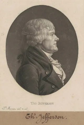 Thomas Jefferson, by Charles B. J. Févret de Saint-Mémin, ink, 1804