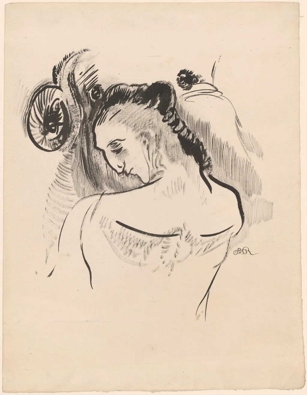 Young Man (Jeune Homme), by Odilon Redon, ink, 1898
