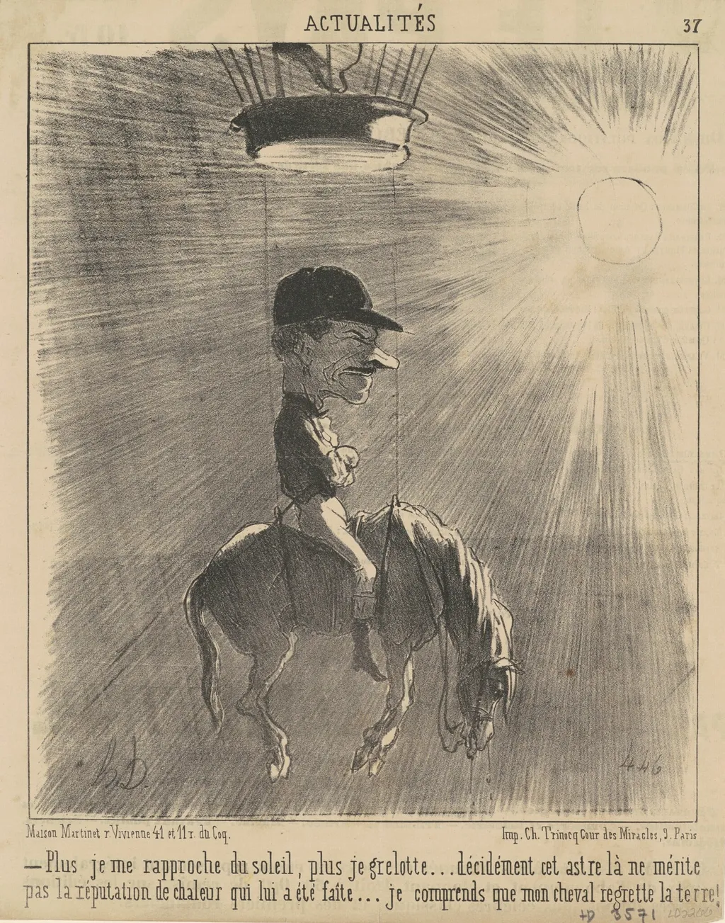 Plus je me rapproche du soleil..., by Honoré Daumier, ink, 1852