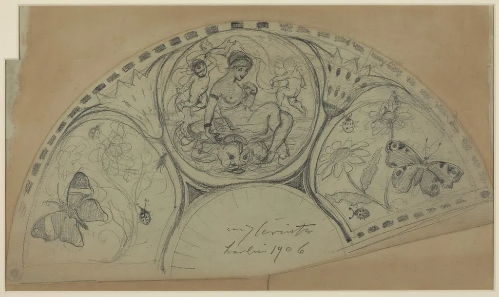 Fan Design [recto], by Lovis Corinth, graphite, 1906