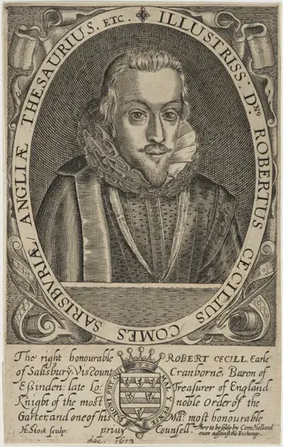 Robert Cecil, First Earl of Salisbury, Lord Treasurer, by H. Stock, ink, 1625