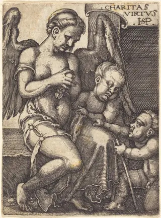 Charitas (Charity), by Sebald Beham, ink, 1539