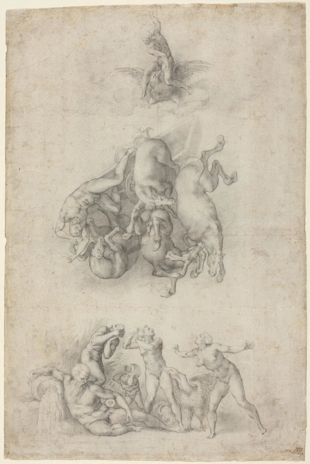 The Fall of Phaethon, by Bronzino, chalk, 1557