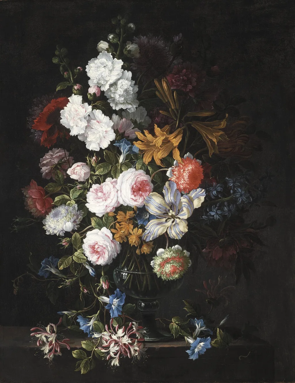 Still Life with Flowers, by Jean-Baptiste Monnoyer, oil, 1677