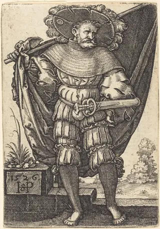 Standard Bearer, by Sebald Beham, ink, 1526