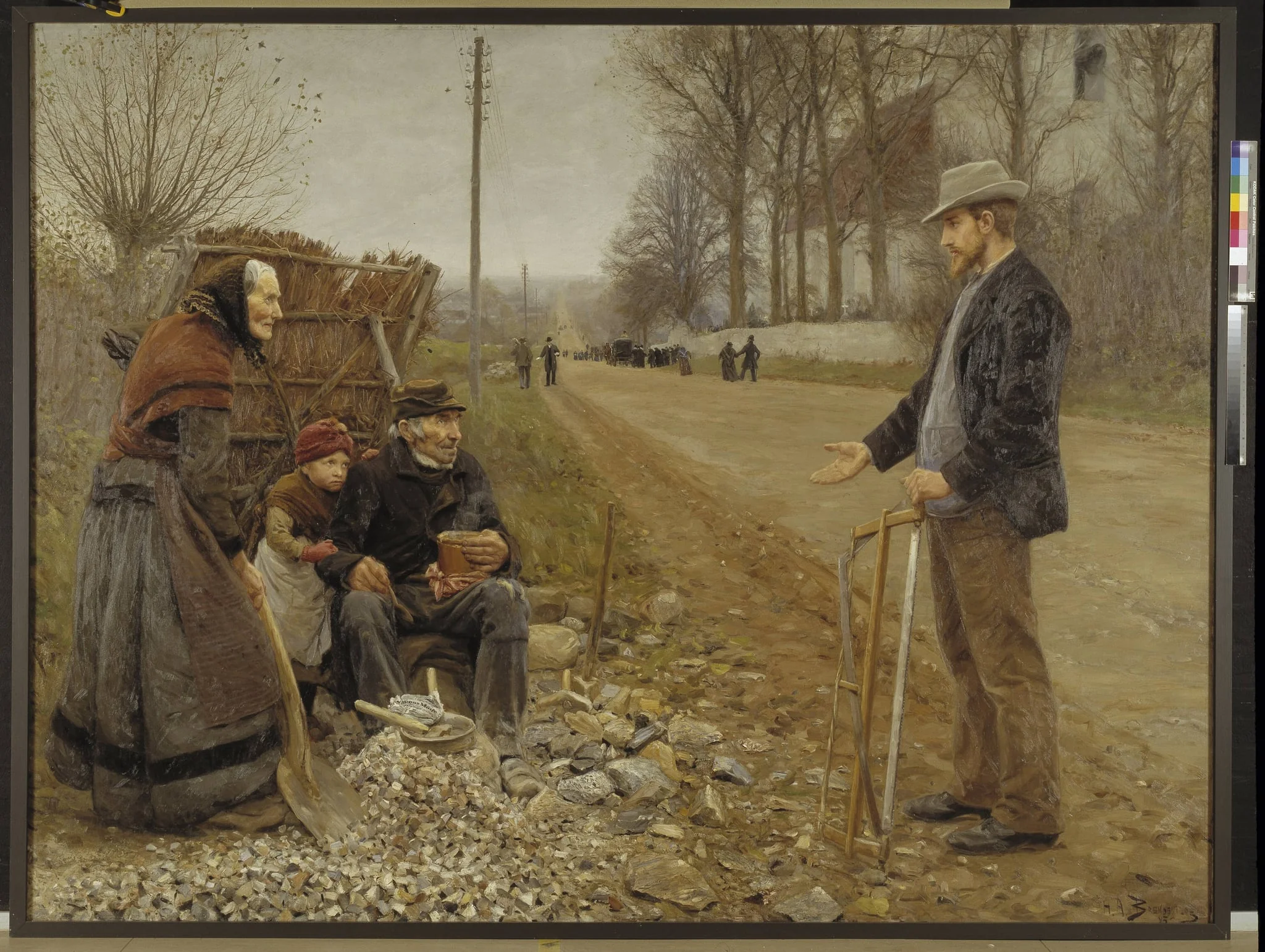 People by a Road, detail