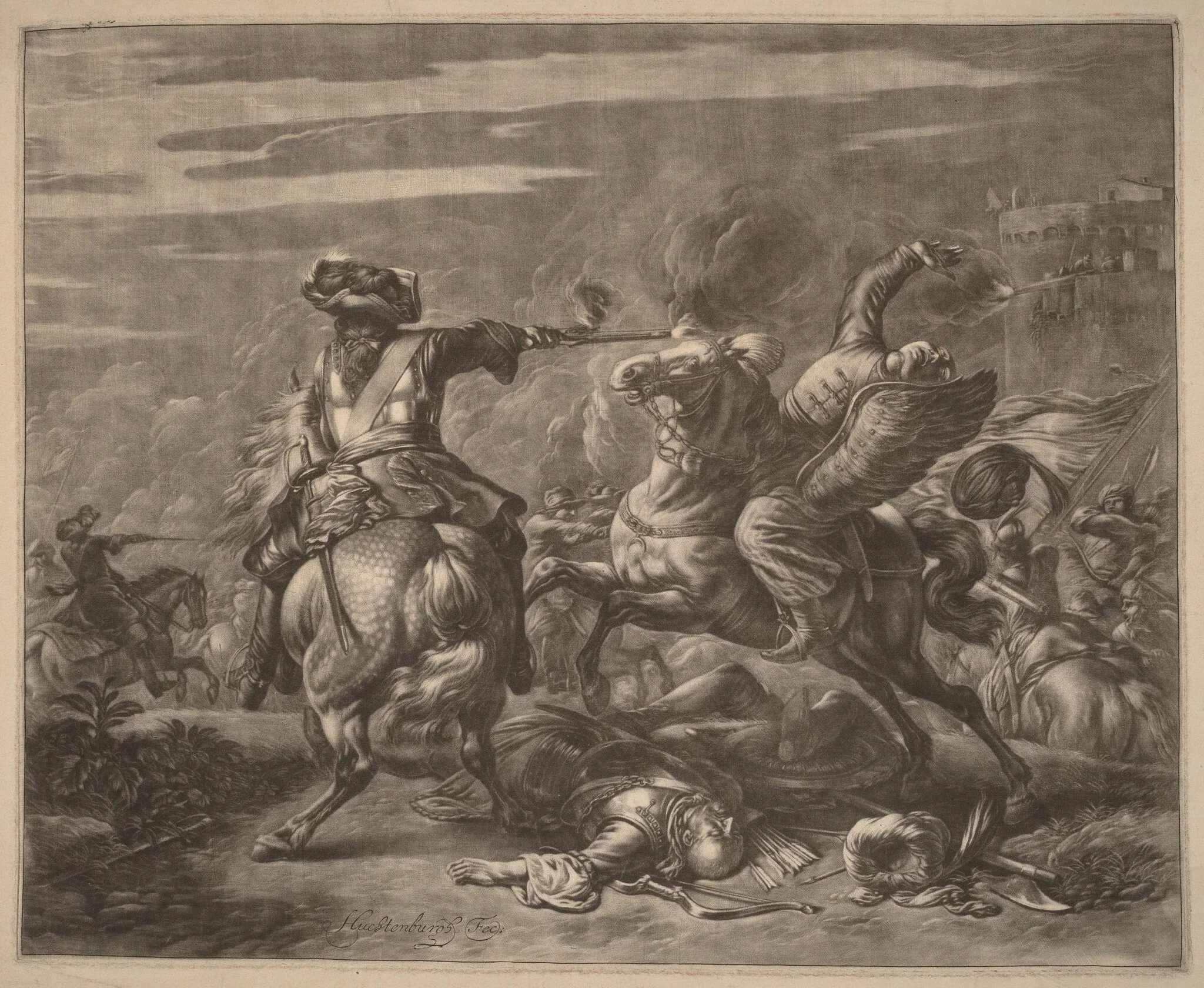 A Horseman Shooting a Turk from His Horse, detail