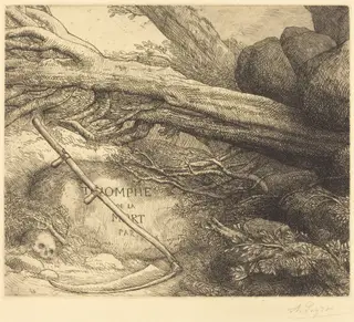 Avalanche: Frontispiece for Triumph of Death (L'avalanche: Frontispice du Triomphe dela mort, by Alphonse Legros, ink, 1874