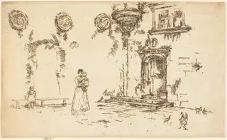 Hotel Lallement, Bourges, by James McNeill Whistler, ink, 1888