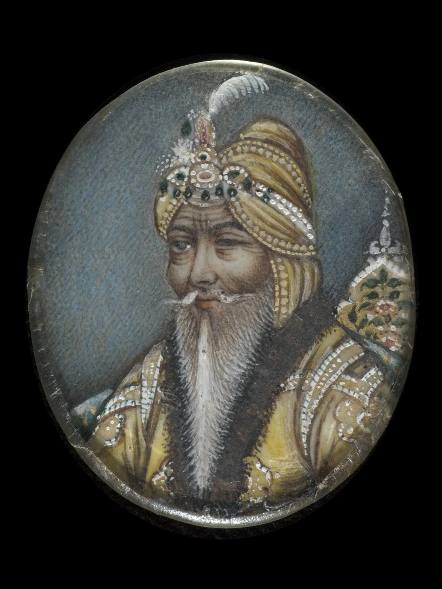 One of two portraits of Maharaja Ranjit Singh (1780-1839), detail