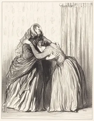 Oui, ma chère, mon mari a ravalé ma dignité..., by Honoré Daumier, ink, 1849