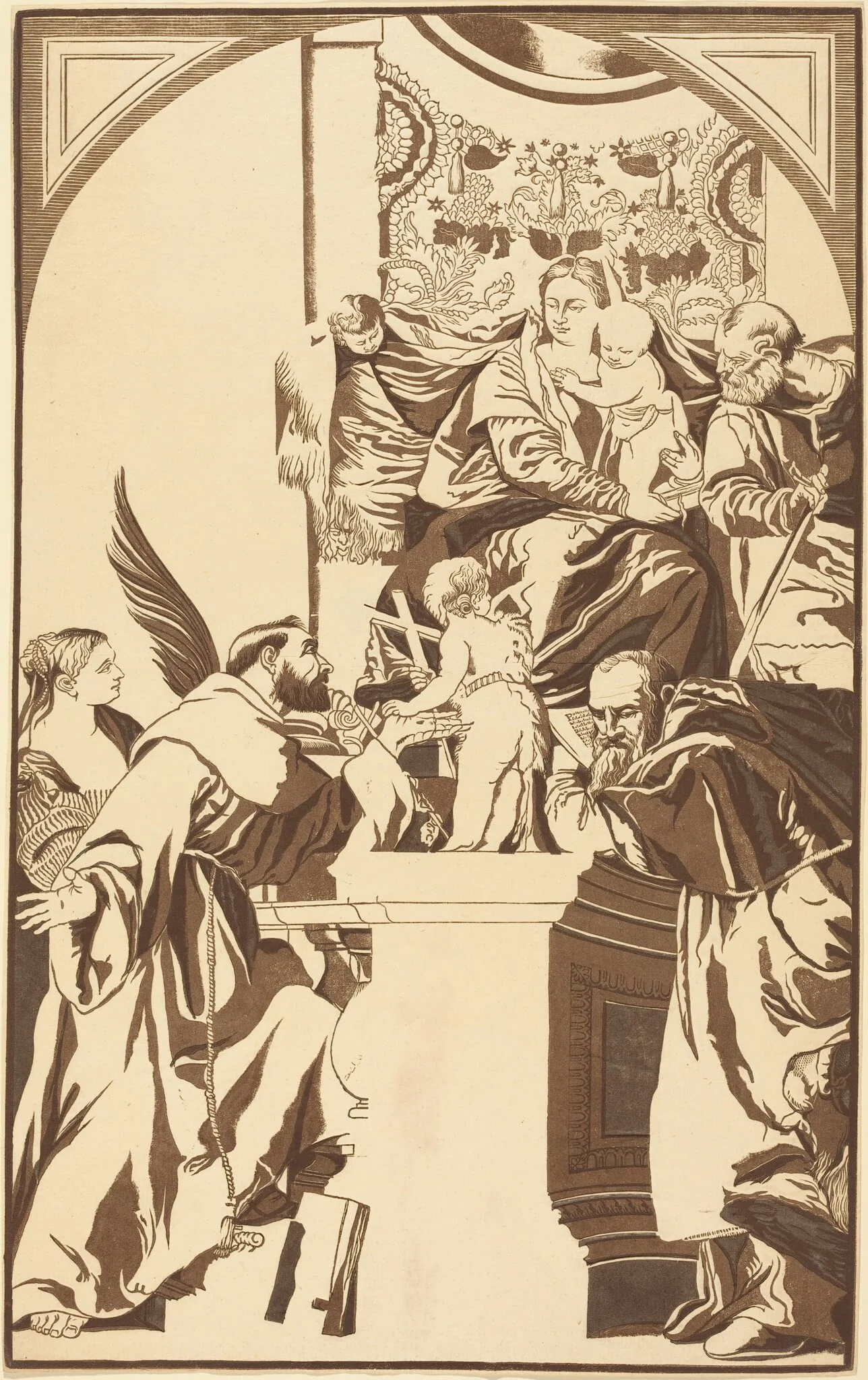 Holy Family and Four Saints, detail