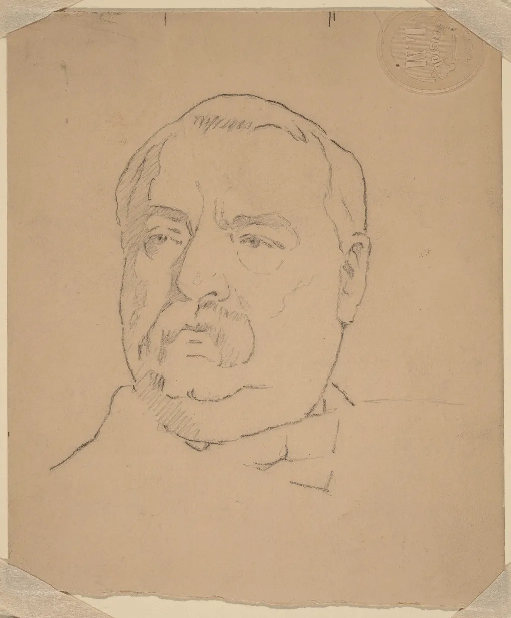 Grover Cleveland [recto], by Eastman Johnson, graphite, 1865