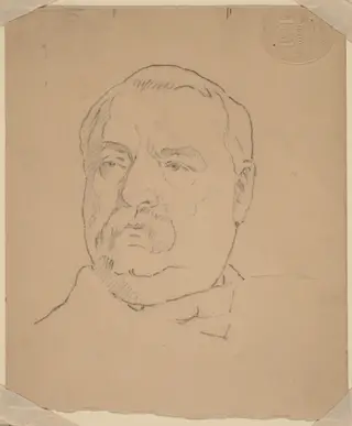Grover Cleveland [recto], by Eastman Johnson, graphite, 1865