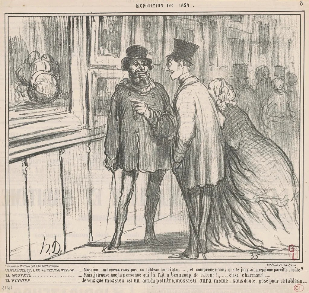 Le peintre qui a eu un tableau refusé ..., by Honoré Daumier, ink, 1859