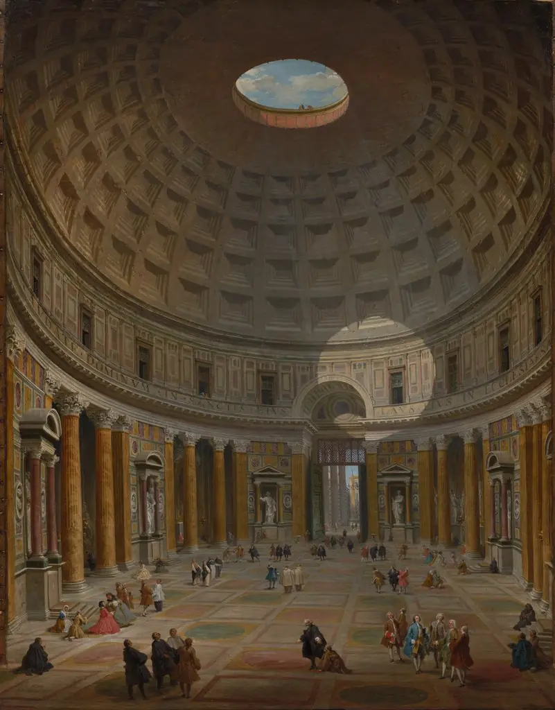 Interior of the Pantheon, Rome, by Giovanni Paolo Panini, oil, 1747