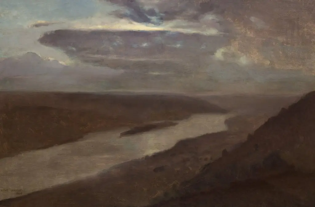 The Dniester River at Night, by Józef Chełmoński, oil, 1906