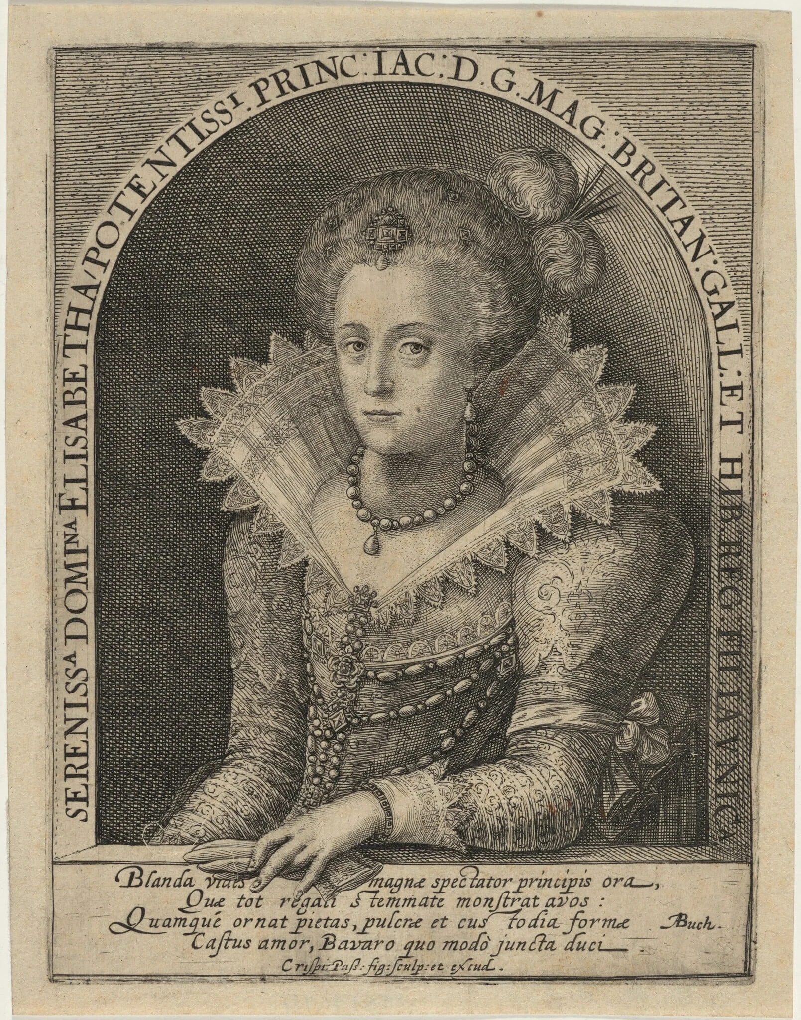 Elizabeth, Princess, Wife of the Elector Palatine Frederick V, King of Bohemia, detail