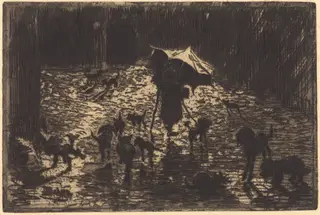 Les Noctambules (The Night Prowlers), by Félix-Hilaire Buhot, ink, 1876