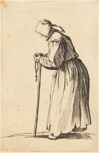 Beggar Woman with Rosary, by Jacques Callot, ink, 1622