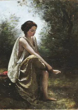 Wounded Eurydice, by Jean Baptiste Camille Corot, oil, 1868