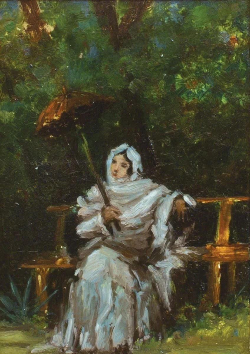 Femeie pe bancă, detail