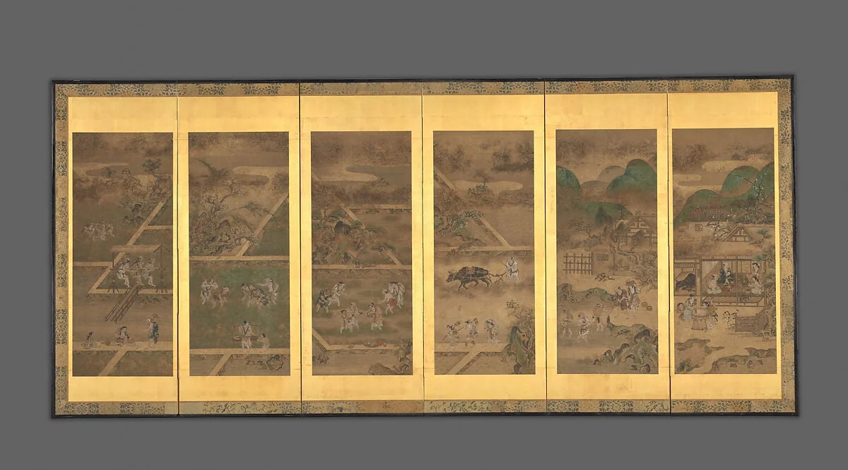 農耕作月次図屏風|Farmers' Lives in the Twelve Months, detail