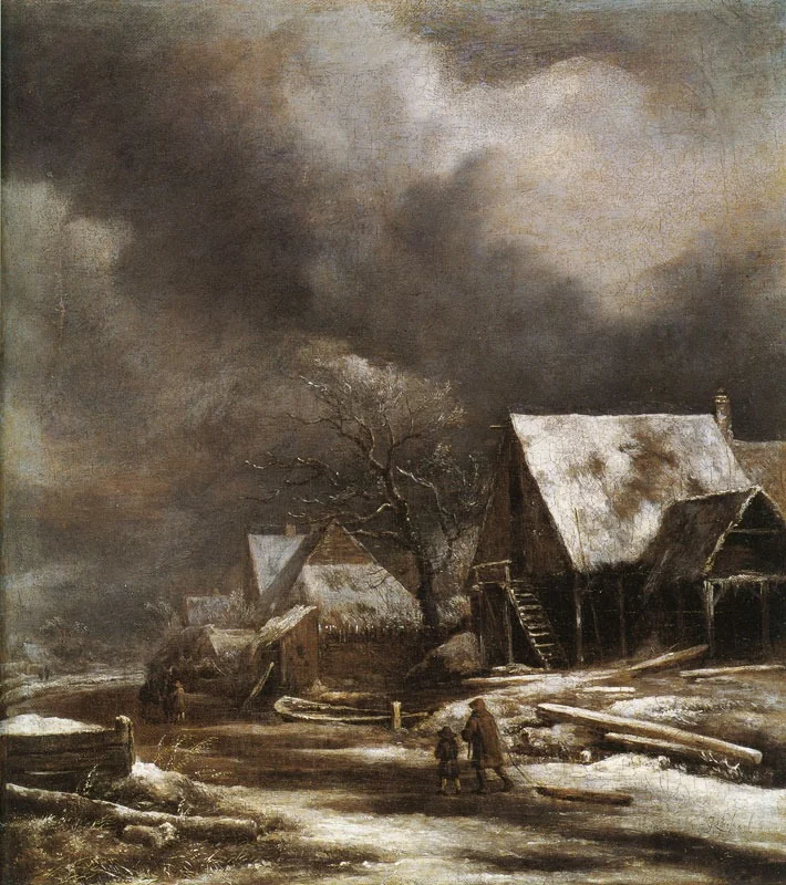 A Village in Winter, detail