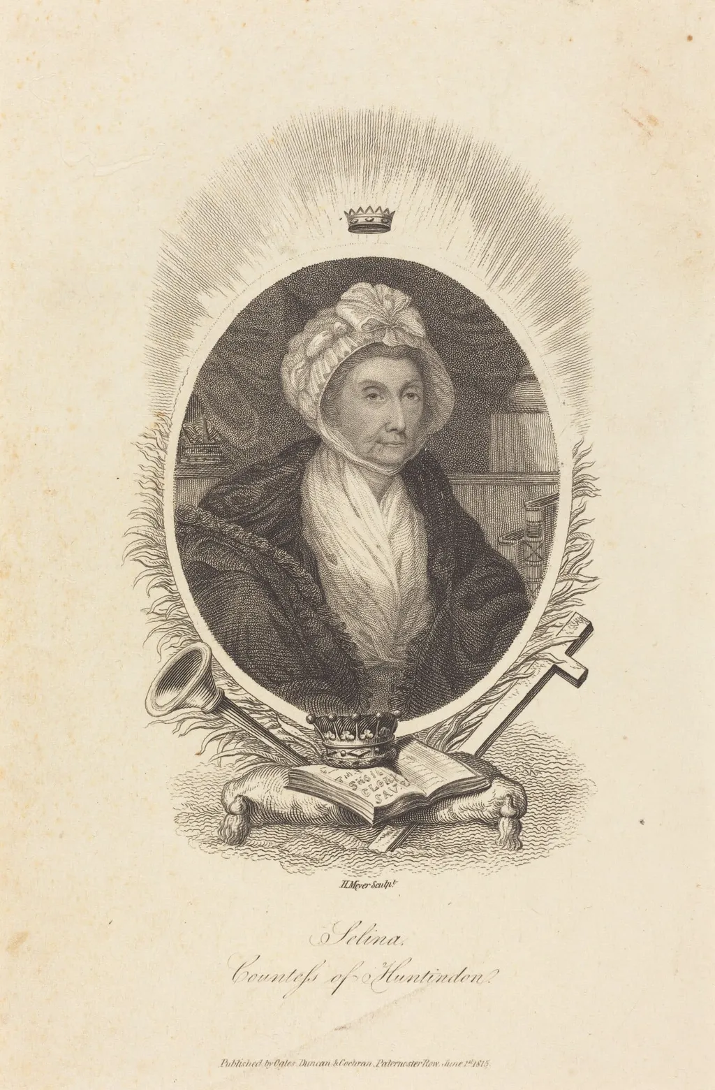 Selina, Countess of Huntindon, by Henry Meyer, ink, 1815