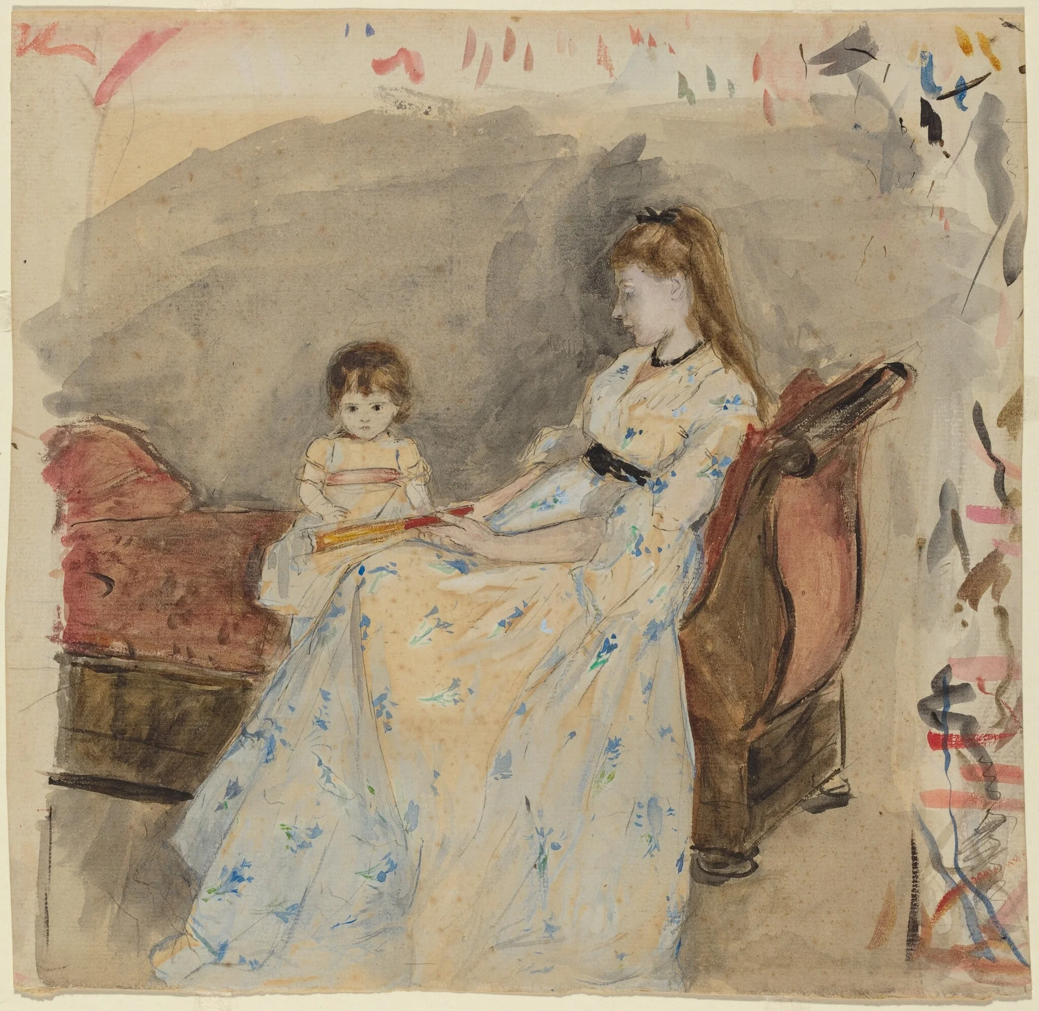 The Artist's Sister, Edma, with Her Daughter, Jeanne, detail