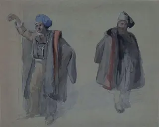 Studies of Neapolitan fishermen, by Clarkson RA Stanfield, watercolor, 1850