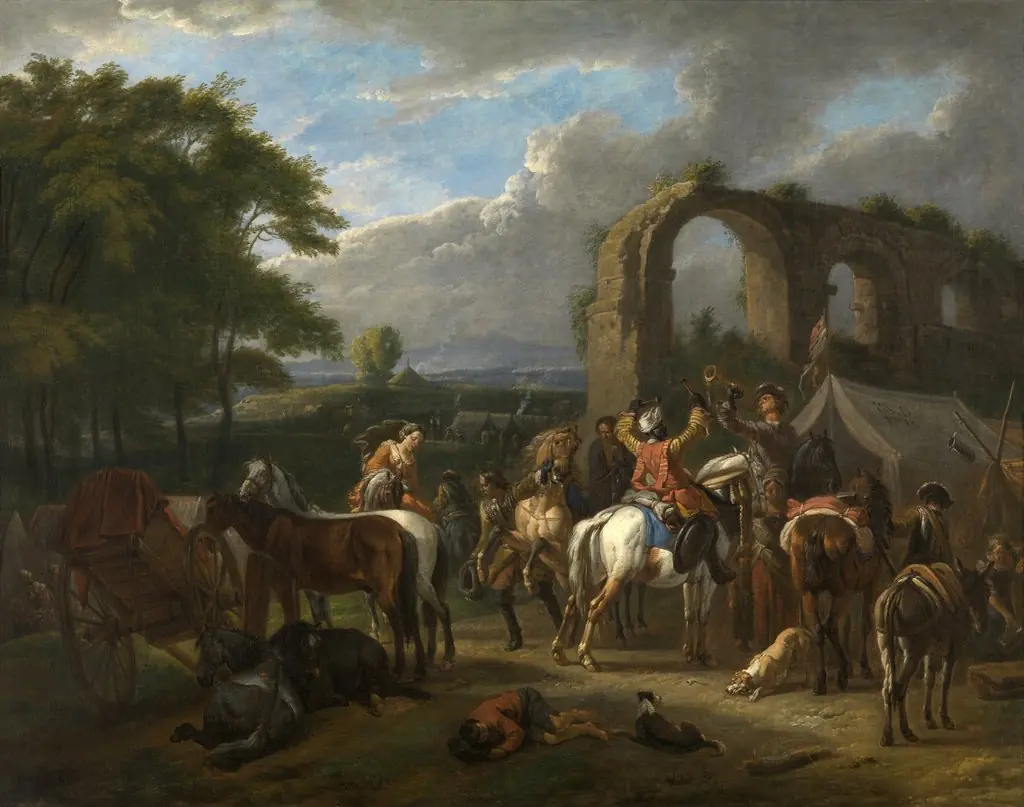 Horseman's Scene, by Pieter van Bloemen, unspecified, 1713