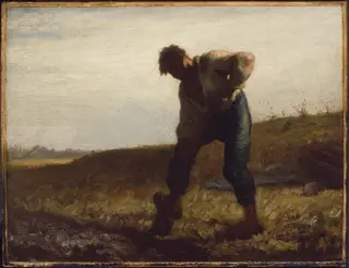 Man Turning over the Soil, by Jean François Millet, oil, 1848