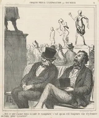 Moi ce que j'aime dans la salle de sculpture ..., by Honoré Daumier, ink, 1864
