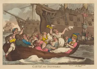Cattle Not Insurable, by Thomas Rowlandson, ink, 1809