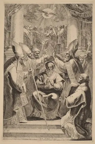 The Consecration of a Bishop, by Pieter Claesz Soutman, ink, 1618
