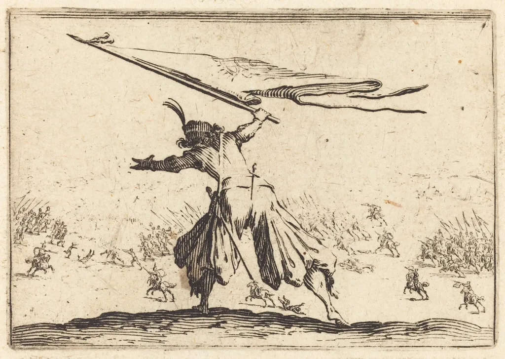 Standard Bearer, by Jacques Callot, ink, 1622