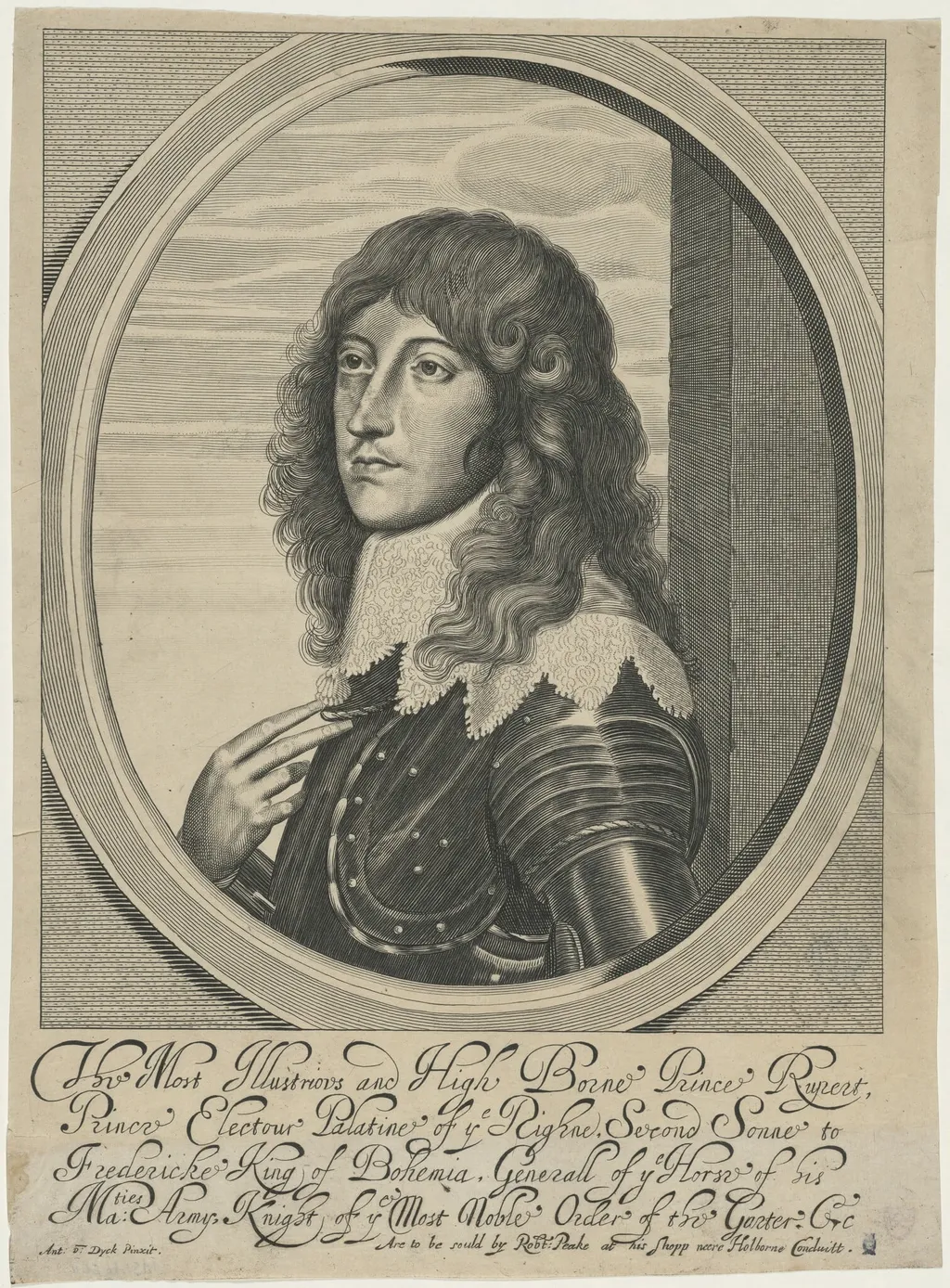 Prince Rupert, K.G., by William Faithorne, ink, 1654