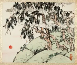 Landscape and Figure, from an album of Landscapes and Calligraphy for Liu Songfu, by Xu Gu, unspecified