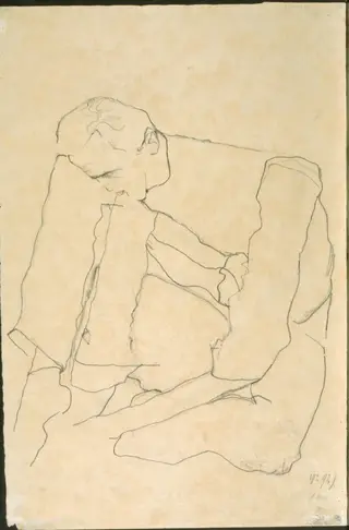 Seated Man (verso), by Egon Schiele, 1911