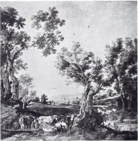 Landscape with Four Cows (Cattle and Ducks), detail