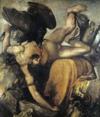 Tityus, by Titian, oil, 1565