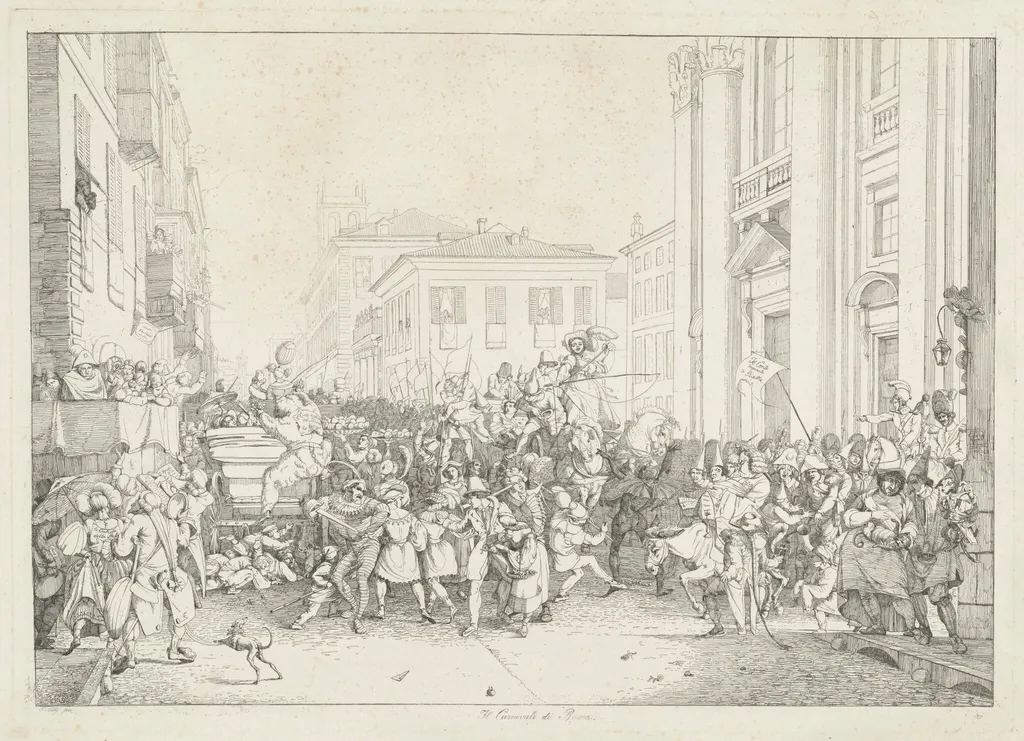 Il Carnevale di Roma (Carnival in Rome), by Friedrich Nerly, ink, 1829