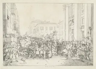Il Carnevale di Roma (Carnival in Rome), by Friedrich Nerly, ink, 1829