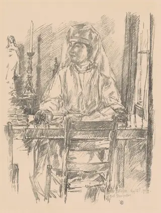 Red Cross Nurse, by Childe Hassam, ink, 1918