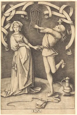 The Juggler and the Woman, by Israhel van Meckenem, ink, 1499