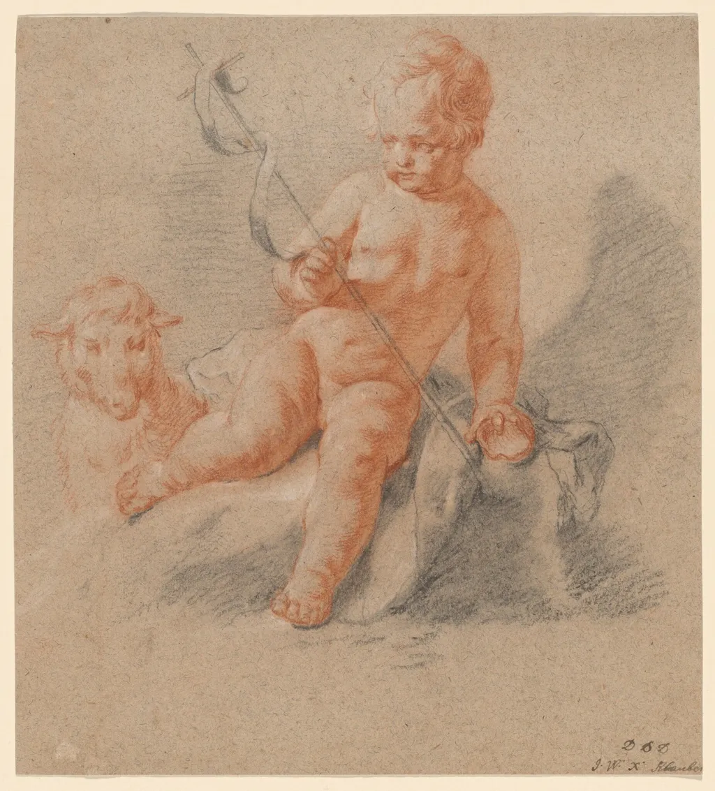 Saint John the Baptist as an Infant, by Joseph Wolfgang Xavier Klauber, chalk, 1774