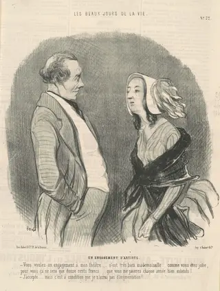 Un engagement d'artiste, by Honoré Daumier, ink, 1845