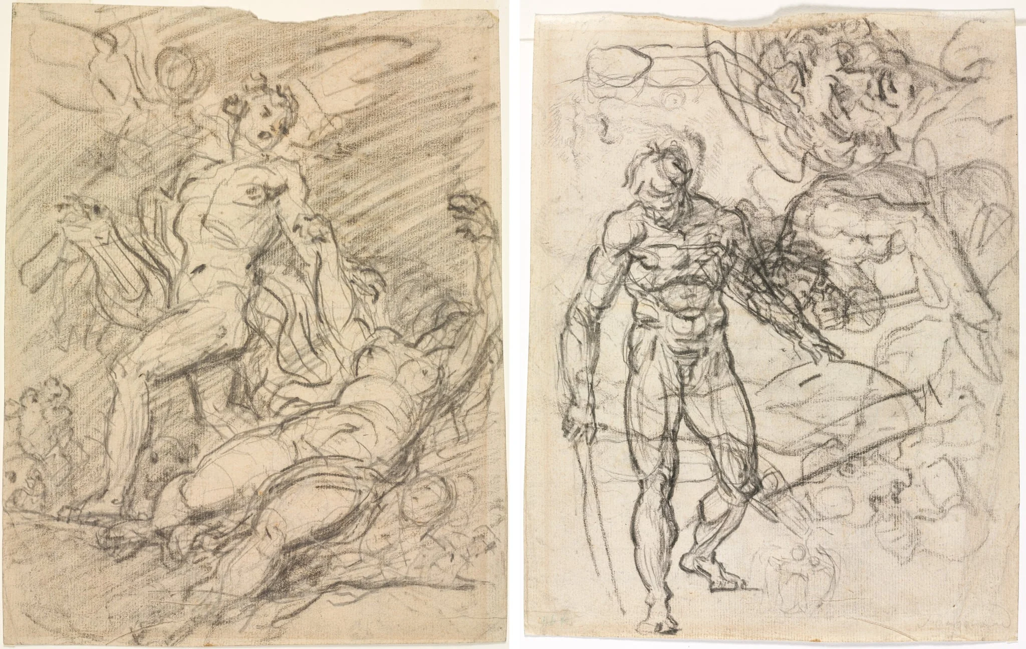 Orpheus and Eurydice (recto); Figure Studies (verso), detail
